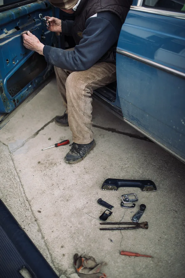 Car repair at service station
