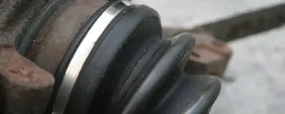 A cracked CV joint boot