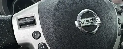 A steering wheel with control buttons