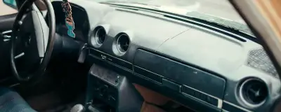 Old car dashboard and interior