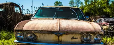 A rusty car wing