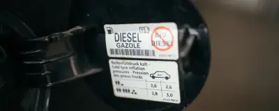 Fuel type label on a vehicle