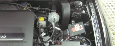 LPG gas system in car engine bay