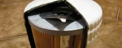 An oil filter in cutaway