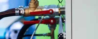 Pipes and valves on industrial machinery