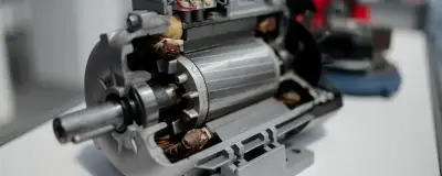 Cutaway of a mechanism showing internal components