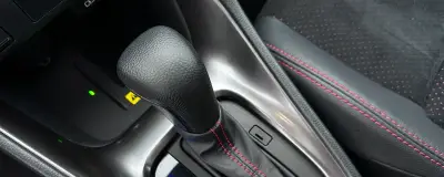 A gear selector and centre console
