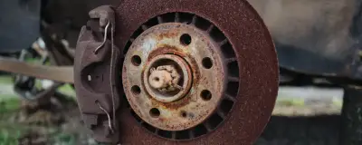Brake disc and caliper at the hub
