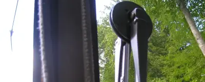 A wiper blade on glass
